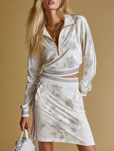 Sporty Yet Elegant Rose Velvet Top And Skirt Set