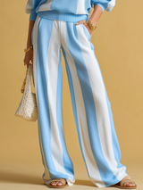 Casual And Comfortable Striped Knit Two-piece Set