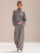Loose-fitting High-necked Long-sleeved Top And Trousers Set