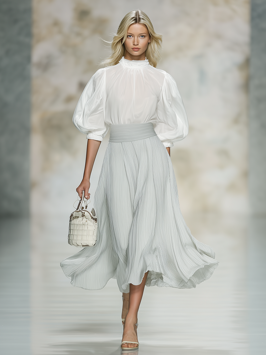 Elegant And Comfortable Short-sleeved Top And Skirt Set