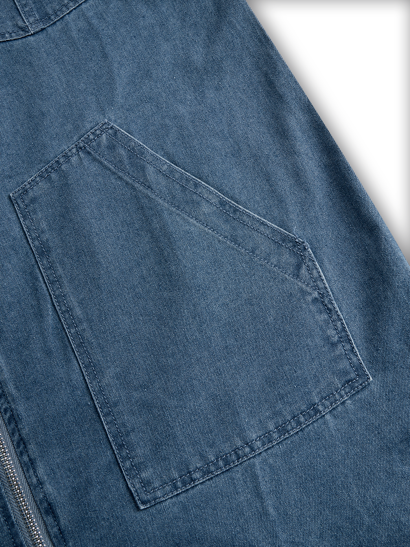 Casual Loose Retro Pocket Long Sleeve Hooded Zipper Denim Jumpsuit