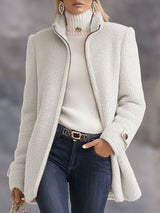 Casual Vintage Pink Polar Fleece Zip-Up Jacket Coat