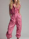 Casual And Stylish Pink Sleeveless Shirt And Loose-fitting Trousers Set