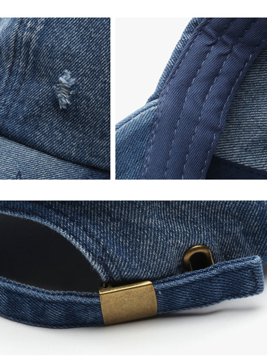 Fashion Retro Ripped Washed Distressed Denim Baseball Cap