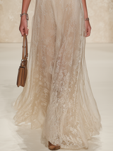 Halter-Neck Lace Maxi Dress