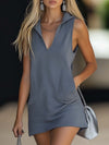 【24-hour shipping out】Relaxed And Stylish Sleeveless Loose Gray Hoodie Style Mini Dress