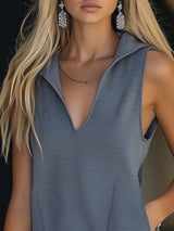 【24-hour shipping out】Relaxed And Stylish Sleeveless Loose Gray Hoodie Style Mini Dress