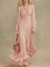 Elegant And Comfortable V-neck Chiffon Maxi Dress