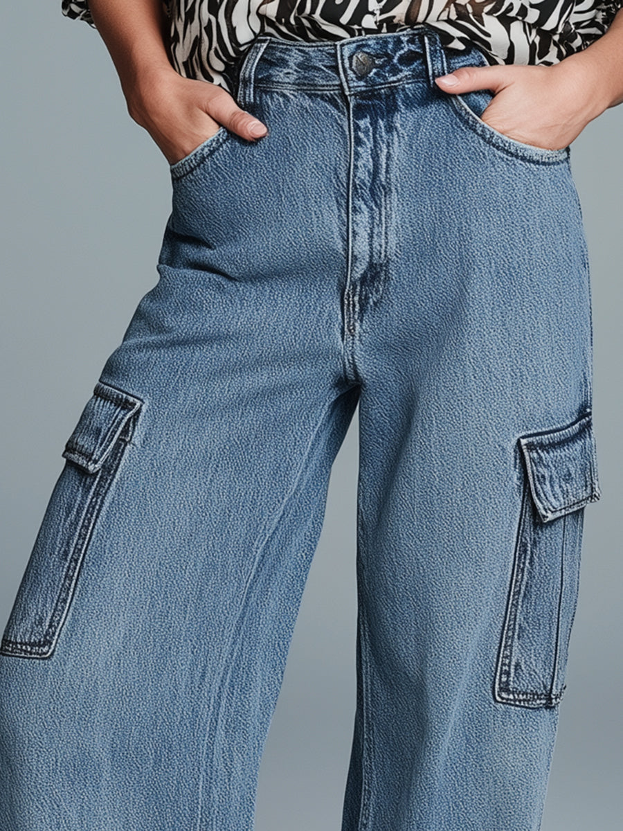 Casual Retro Pocket Loose Jeans
