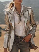Modern And Cool Silver Suit Blazer
