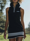 【24-hour shipping out】Fashionable Sporty Sleeveless Black Hooded Mini Dress