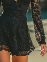 Elegant And Charming Sporty Zipper V-neck Lace Mini Dress