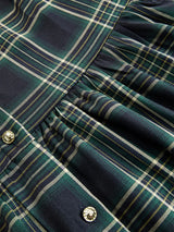 Plaid Lapel Maxi Dress in Reddish Brown