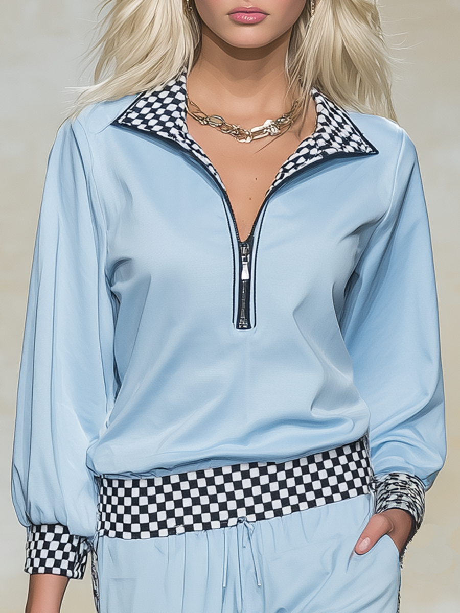 Athletic And Casual Long-sleeved Top And Ruffled Pants Set