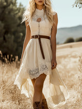 【24-hour shipping out】Romantic Bohemian Lace Trim Sleeveless Midi Dress
