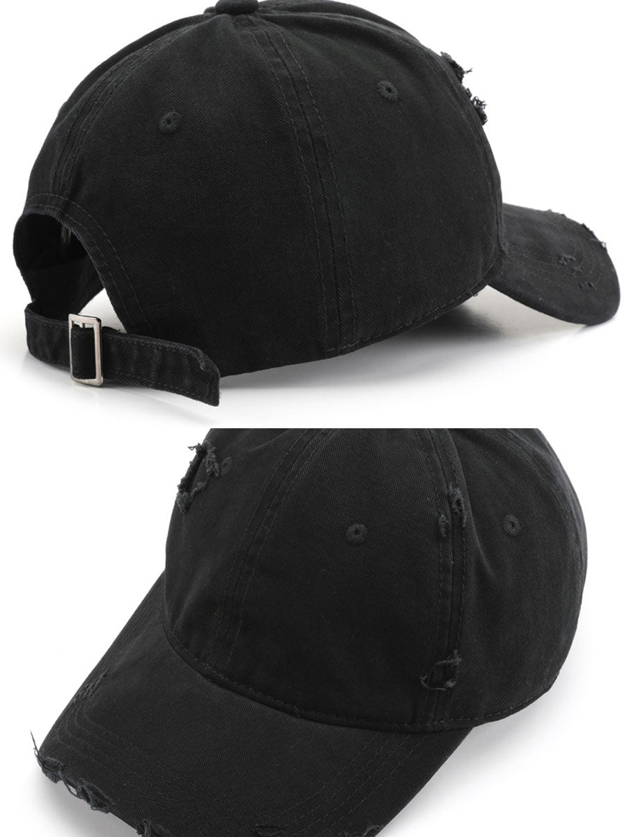 Casual And Fashionable Distressed Cotton Ripped Baseball Cap