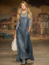 Retro Loose-fitting Pocket Ruffle Overalls