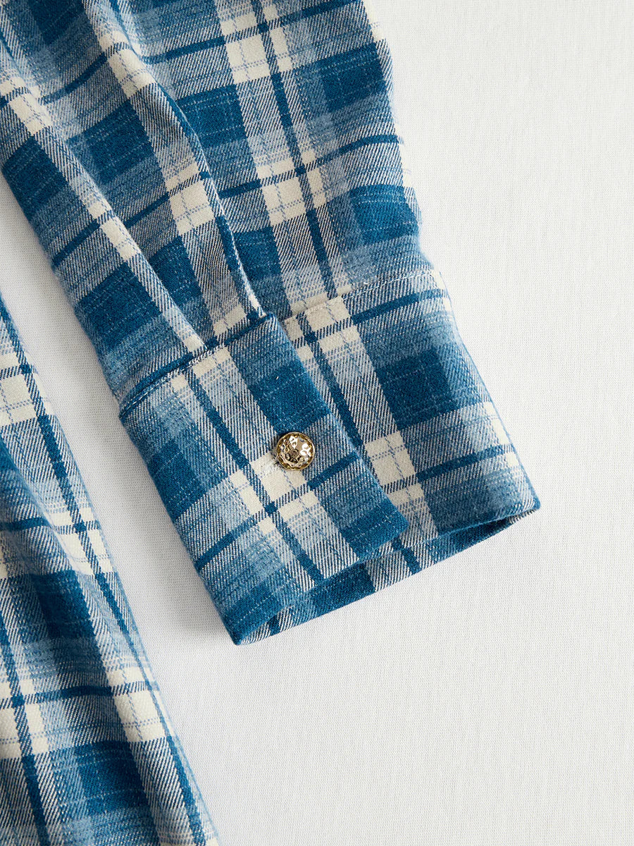 Plaid Lapel Maxi Dress in Reddish Brown