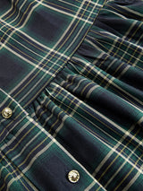 Retro Ethnic Style Lapel Reddish Brown Plaid Maxi Dress