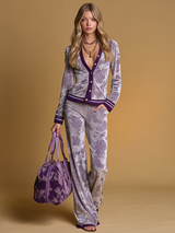 Casual And Elegant Vintage Rose Print Velvet Set