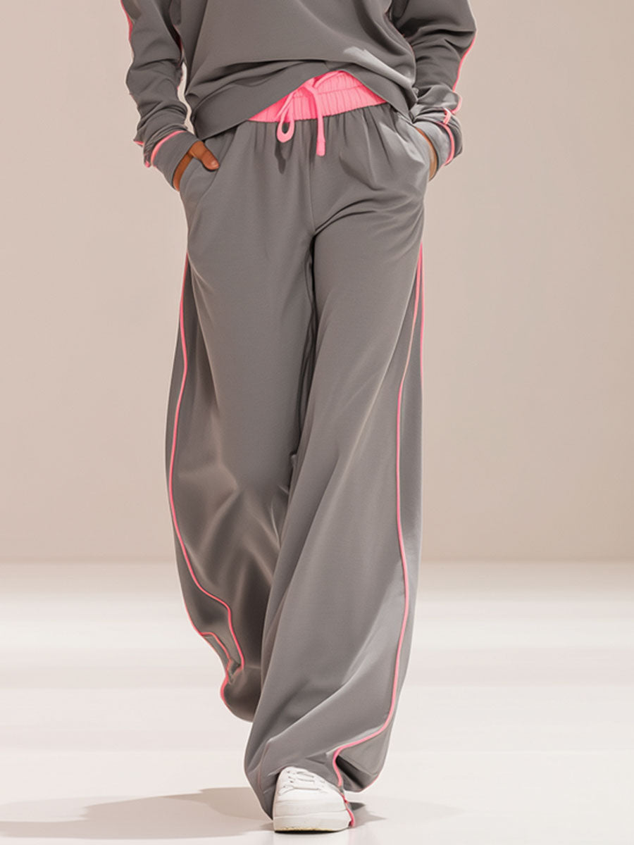 Loose-fitting High-necked Long-sleeved Top And Trousers Set