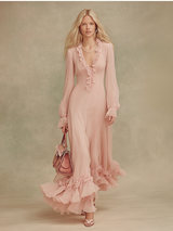 Elegant And Comfortable V-neck Chiffon Maxi Dress