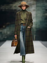 Retro Plaid Long Woolen Coat