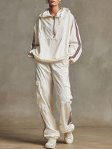 Casual Sports Webbing White Quick-drying Hooded Sun Protection Sweatpants Set