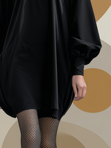 Elegant And Sophisticated White Lapel Black Matte Velvet Tulip-shaped Mini Dress