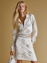 Sporty Yet Elegant Rose Velvet Top And Skirt Set