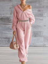 Casual Sporty Pink Front Zip-up Hooded Jumpsuit