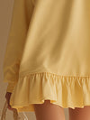 Stylish And Casual Yellow Collared Sweatshirt-style Mini Dress
