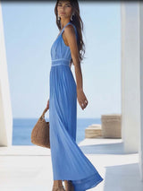 【24-hour shipping out】Bright And Beautiful High-grade Chiffon Light Blue Maxi Dress