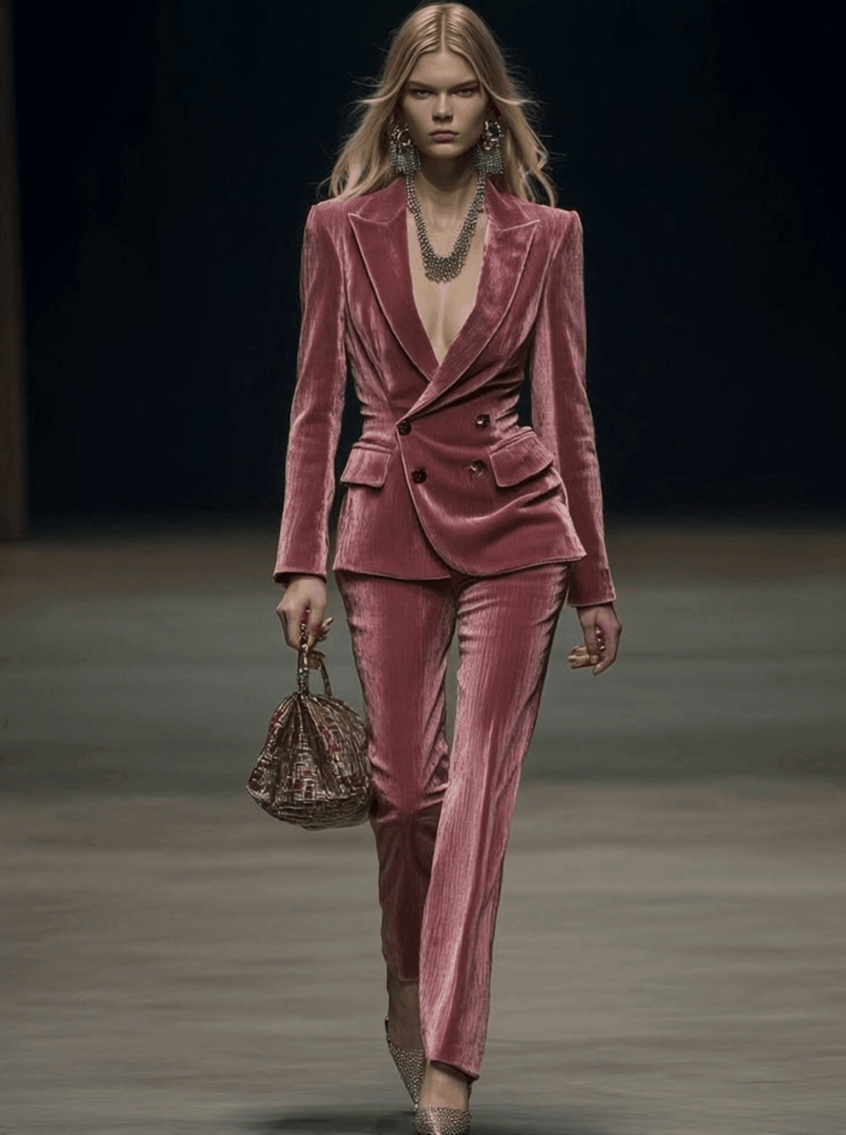 【24-hour shipping out】Vintage Elegant Rose Pink Velvet Suit