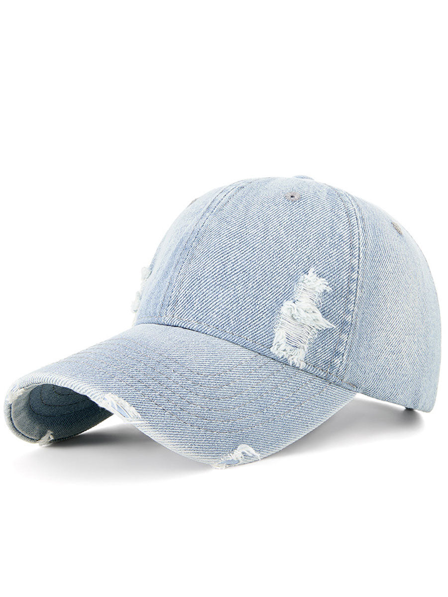 Ripped Denim Casual Sports Baseball Cap