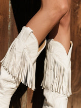 【24-hour shipping out】Women's Western Embroidered Tassel Leather Cowboy Boots