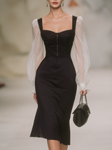 Stylish And Elegant Long-sleeved Mermaid Midi Dress