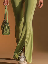 A Casual And Comfortable Green Hooded Zip-up Top And Trousers Set