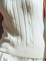 Retro Sports Style Stand-up Collar Sleeveless Knitted Vest