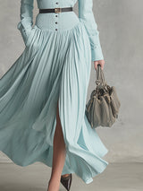 Elegant And High-end Mint Blue Cotton Maxi Dress