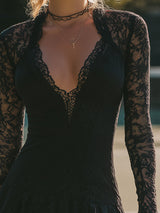 Elegant And Sexy Black Lace Athletic Mini Dress