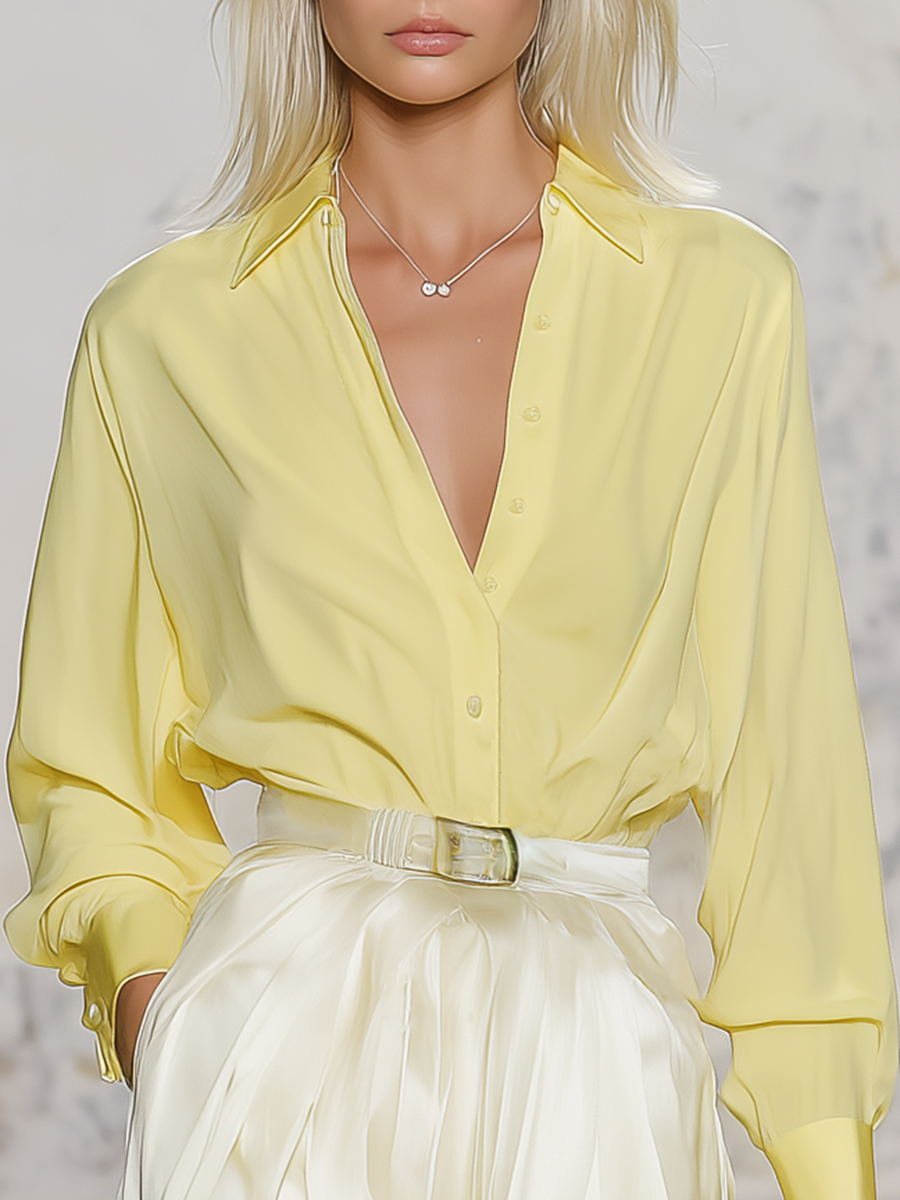 Elegant And Comfortable Chiffon Blouse And Satin Skirt Set