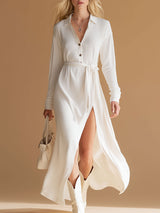 Loose And Casual White Knitted Midi Dress