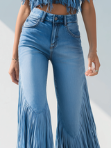 Trendy Retro Tassel Flared Jeans
