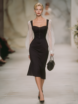 Stylish And Elegant Long-sleeved Mermaid Midi Dress