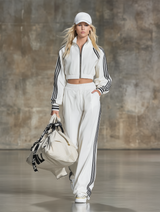 Sporty White Jacket And Trousers With Black Webbing Details Set