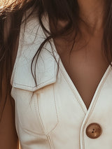 【24-hour shipping out】Premium Western Style Gold Button White Suede Vest