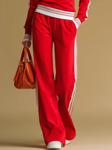 Retro-style Fashionable Zip-up Stand-collar Top And Pants Set