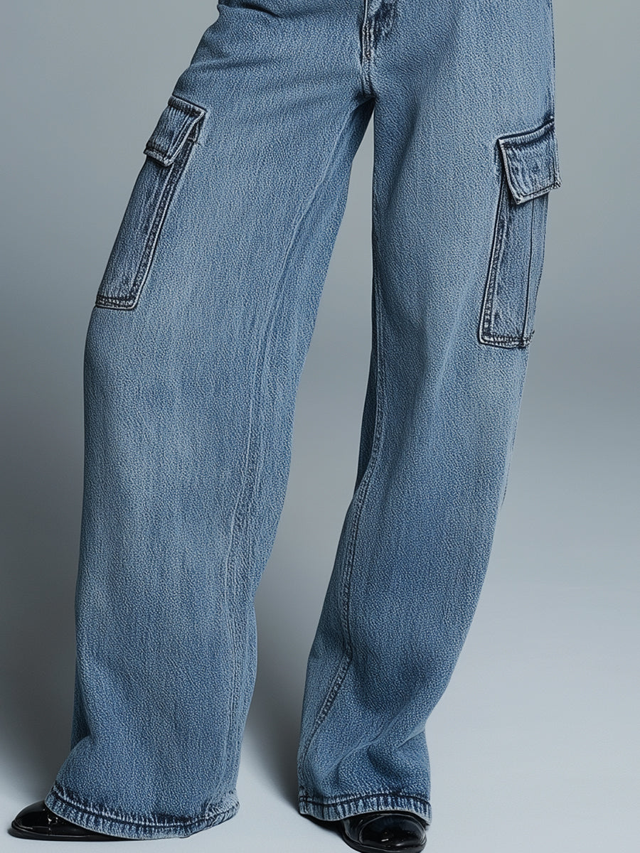 Casual Retro Pocket Loose Jeans