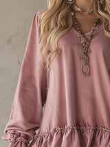 Retro Sporty Style Checkered Trim Powder Pink Sweatshirt Mini Dress